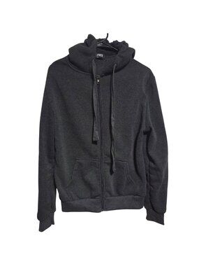 B Free Hoodie Womens Size XL Charcoal Gray Zip Up Drawstring Hood Pockets